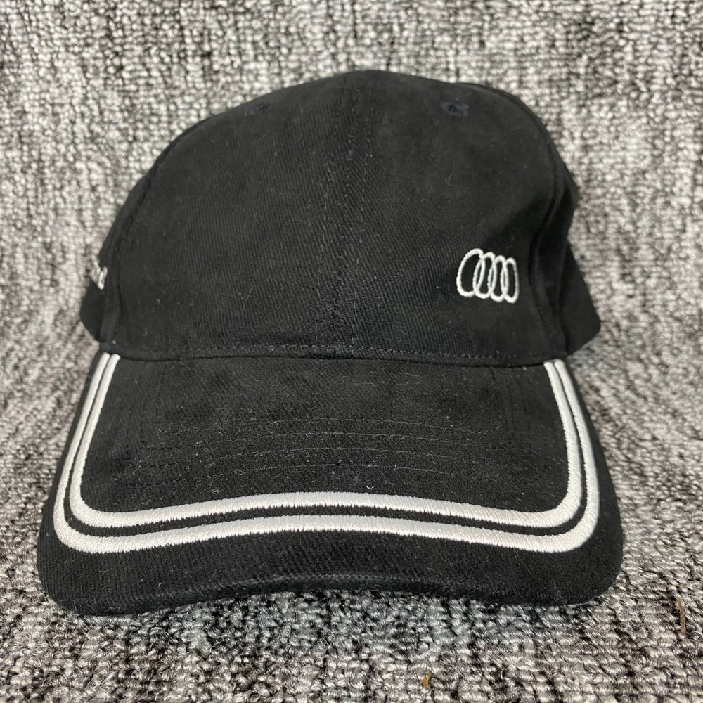 Audi Baseball Hat Mens OSFM Black White Embroidered Logo Sandwich Brim Cap
